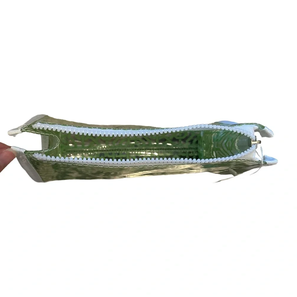 NEW TRVL DESIGN women's lattice daytripper set toiletry bag in green & clear